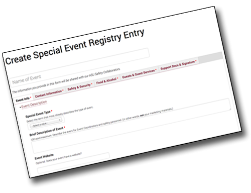 Event Registry form screenshot