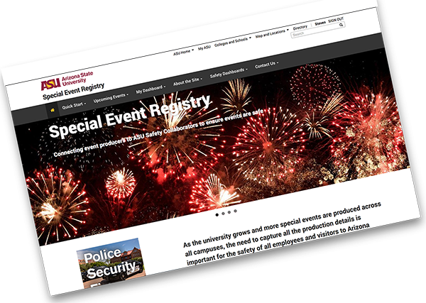 Special Event Registry homepage